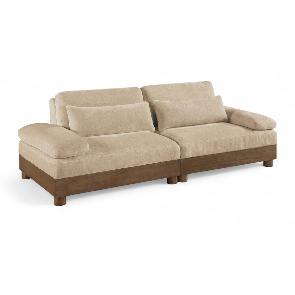 Turin 95.5" Beige Chenille Fabric Upholstered 2pc. Modular Loveseat. Picture 1