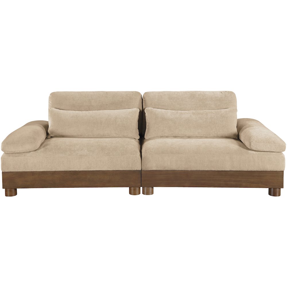 Turin 95.5" Beige Chenille Fabric Upholstered 2pc. Modular Loveseat. Picture 6