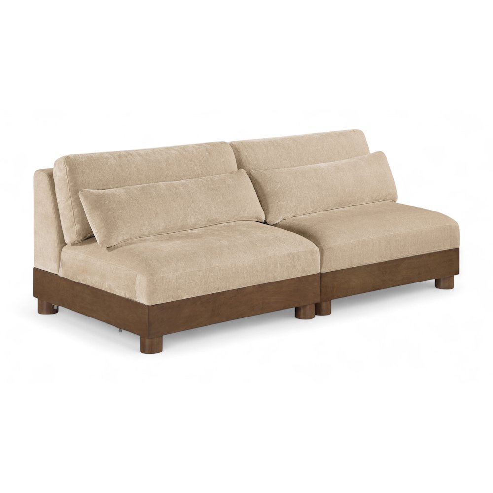 Turin 80" Beige Chenille Fabric Upholstered 2pc. Modular Loveseat. Picture 1