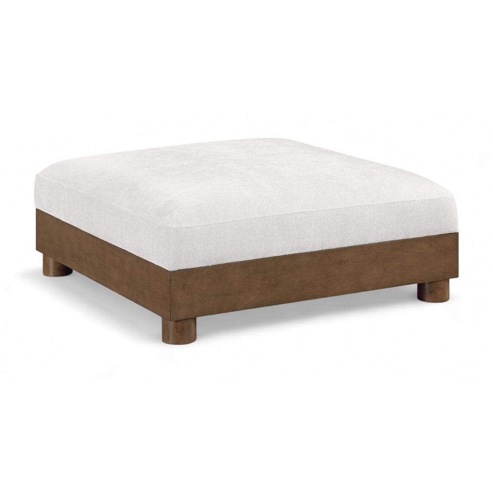 Turin Cream Chenille Fabric Upholstered Modular Ottoman. Picture 1