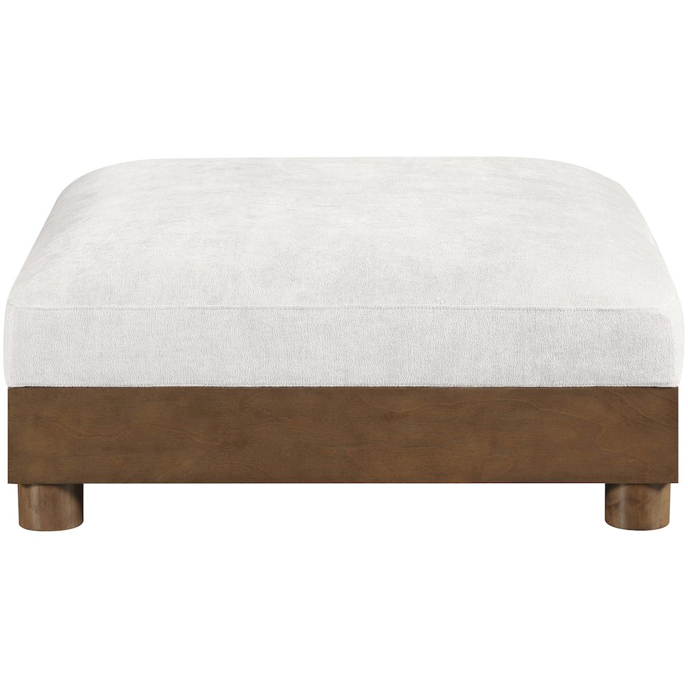 Turin Cream Chenille Fabric Upholstered Modular Ottoman. Picture 2