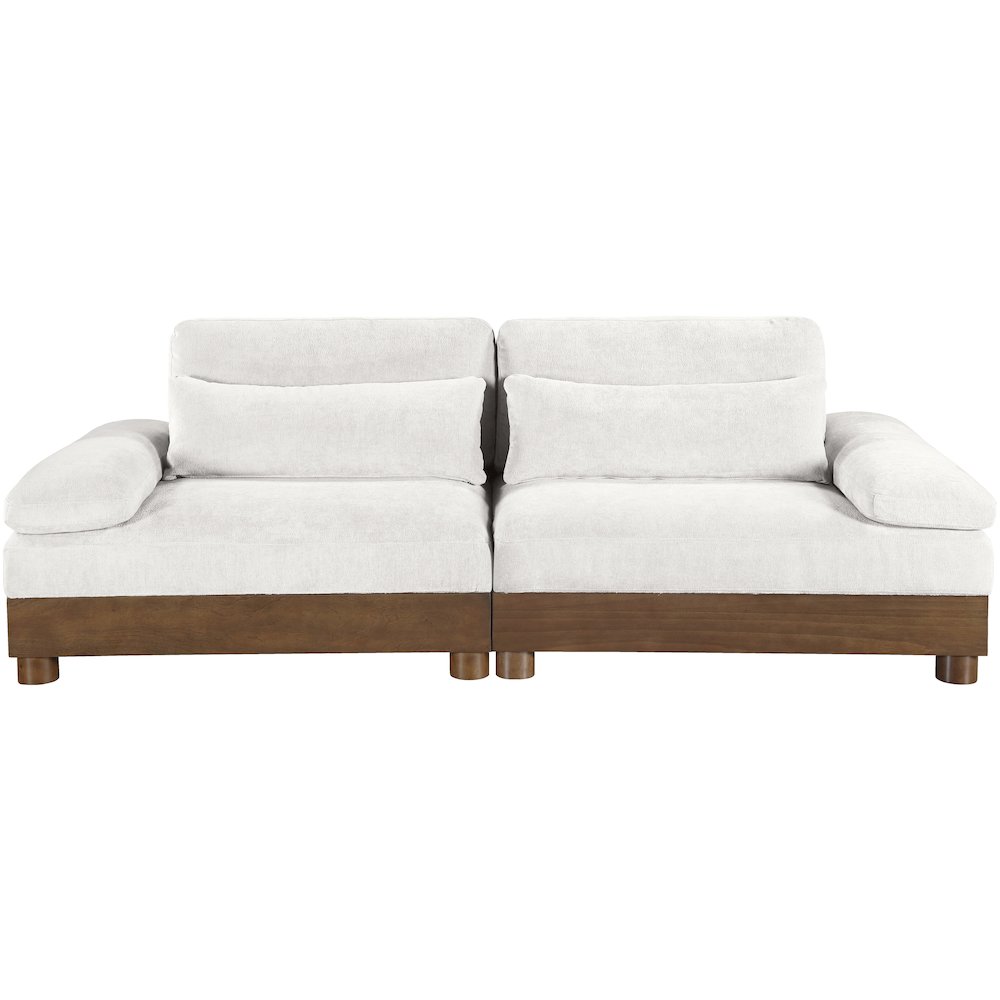 Turin 95.5" Cream Chenille Fabric Upholstered 2pc. Modular Loveseat. Picture 6