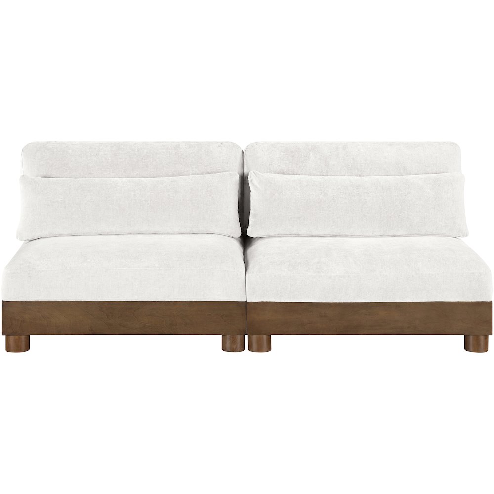 Turin 80" Cream Chenille Fabric Upholstered 2pc. Modular Loveseat. Picture 2