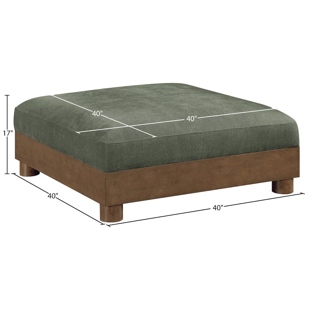 Turin Green Chenille Fabric Upholstered Modular Ottoman. Picture 5