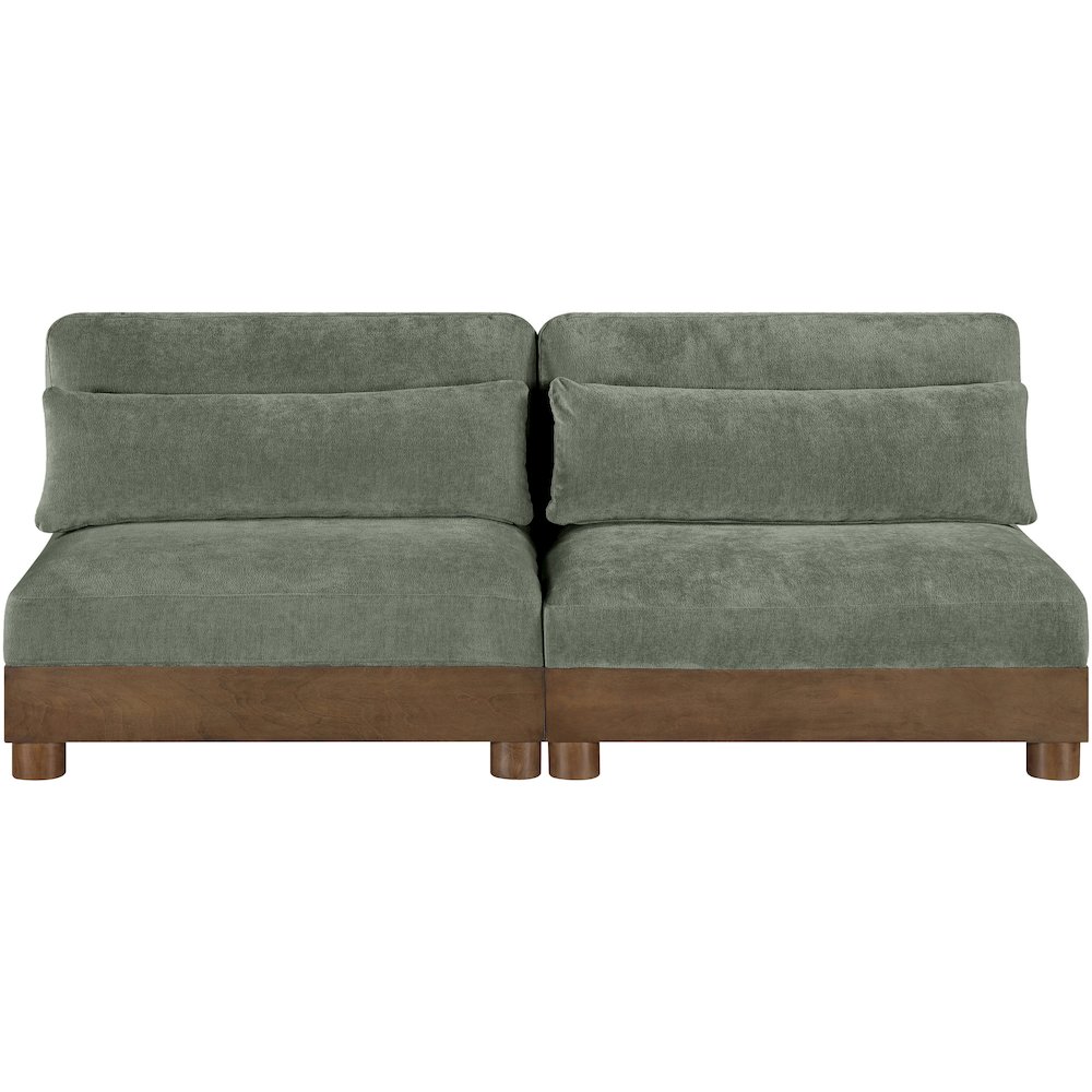 Turin 80" Green Chenille Fabric Upholstered 2pc. Modular Loveseat. Picture 2