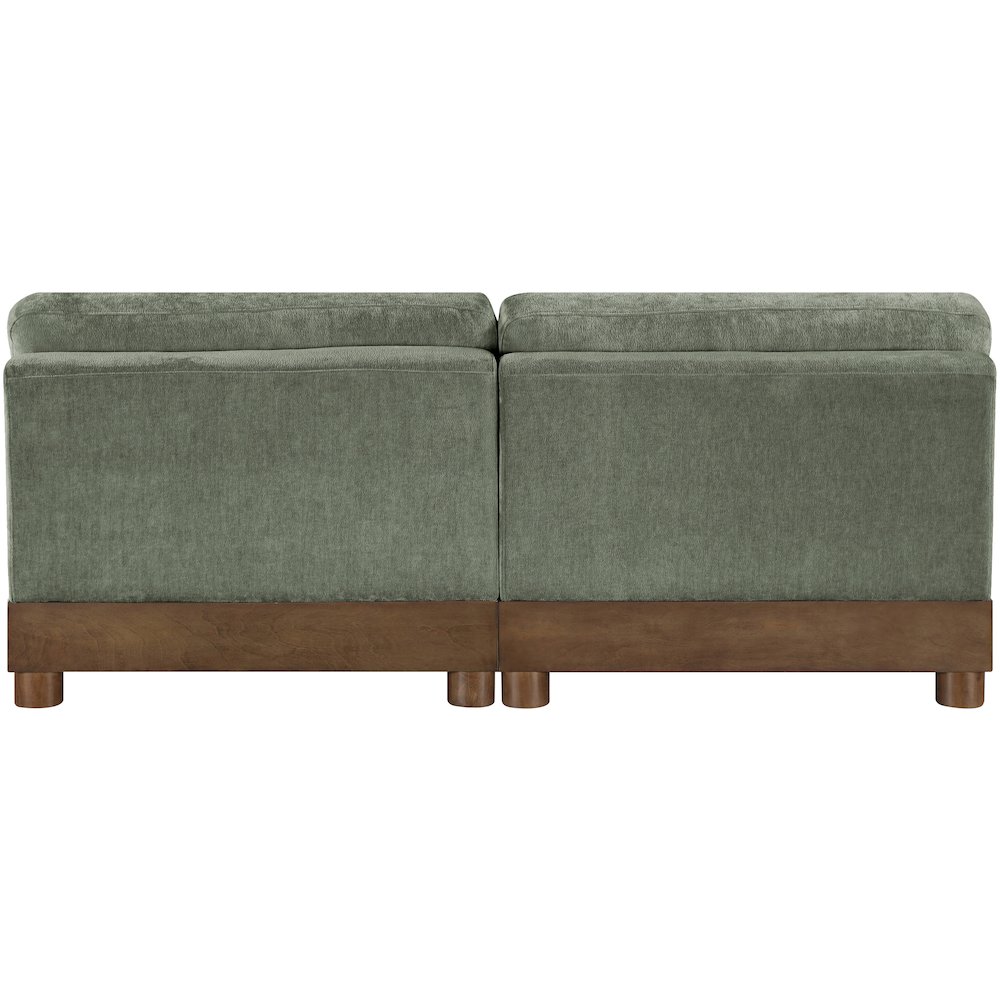 Turin 80" Green Chenille Fabric Upholstered 2pc. Modular Loveseat. Picture 7