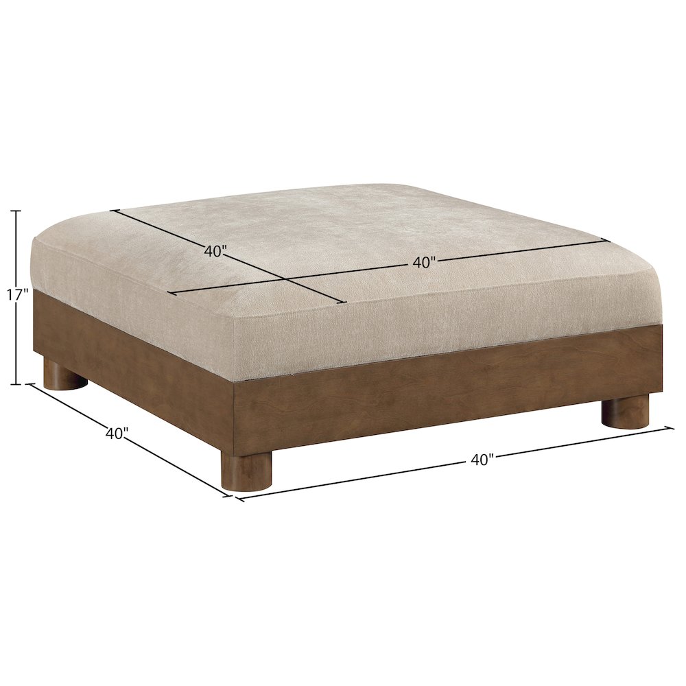 Turin Taupe Chenille Fabric Upholstered Modular Ottoman. Picture 5