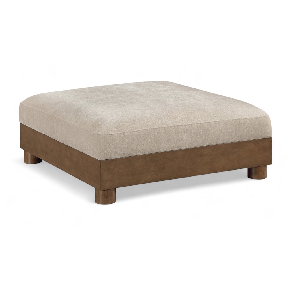 Turin Taupe Chenille Fabric Upholstered Modular Ottoman. Picture 1