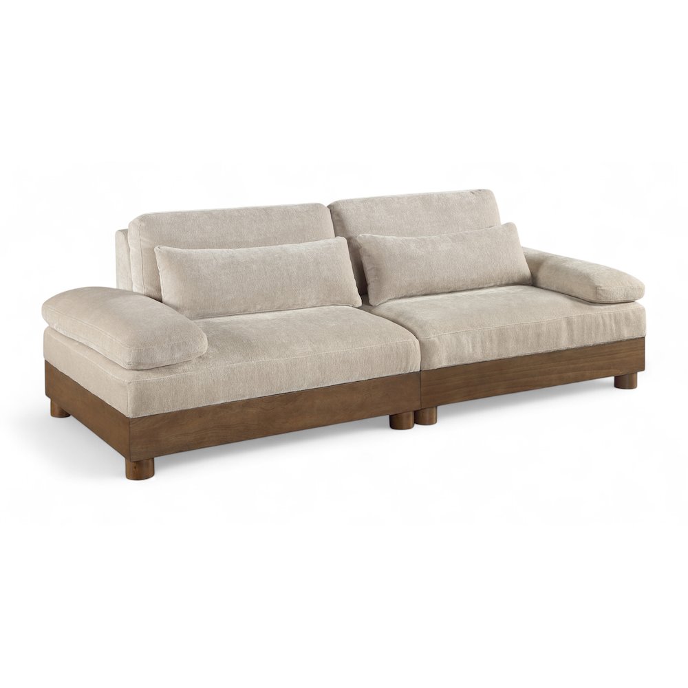 Turin 95.5" Taupe Chenille Fabric Upholstered 2pc. Modular Loveseat. Picture 1