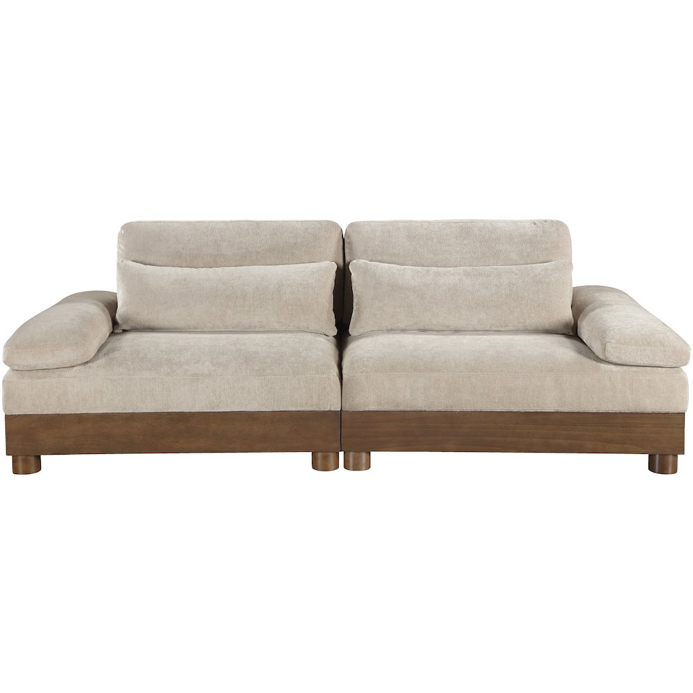 Turin 95.5" Taupe Chenille Fabric Upholstered 2pc. Modular Loveseat. Picture 6