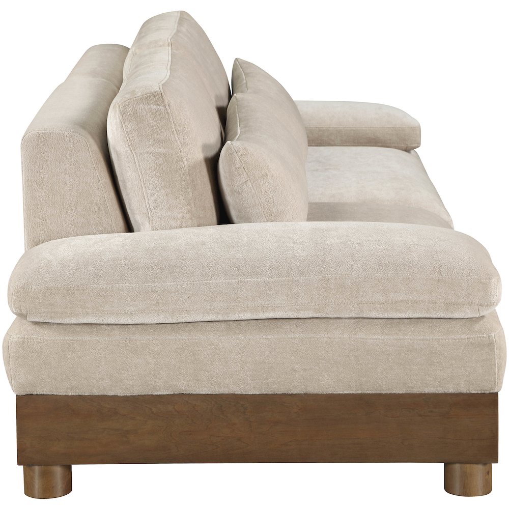 Turin 95.5" Taupe Chenille Fabric Upholstered 2pc. Modular Loveseat. Picture 2