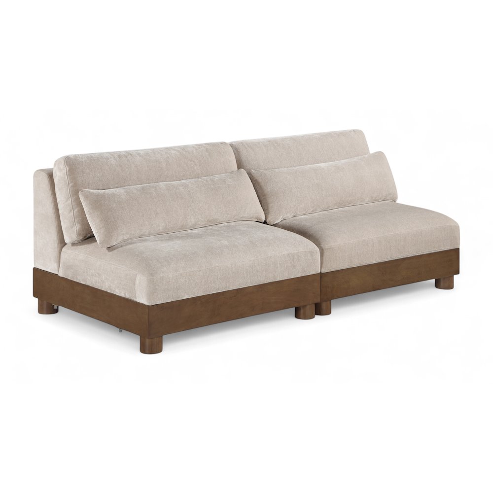 Turin 80" Taupe Chenille Fabric Upholstered 2pc. Modular Loveseat. Picture 1