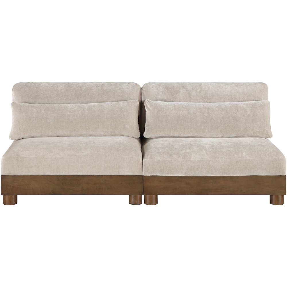 Turin 80" Taupe Chenille Fabric Upholstered 2pc. Modular Loveseat. Picture 2