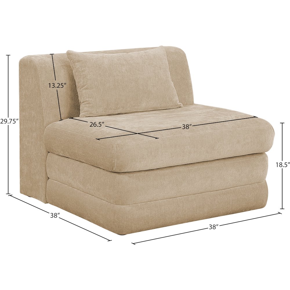Stellar Beige Chenille Fabric Upholstered Modular Armless Chair. Picture 6