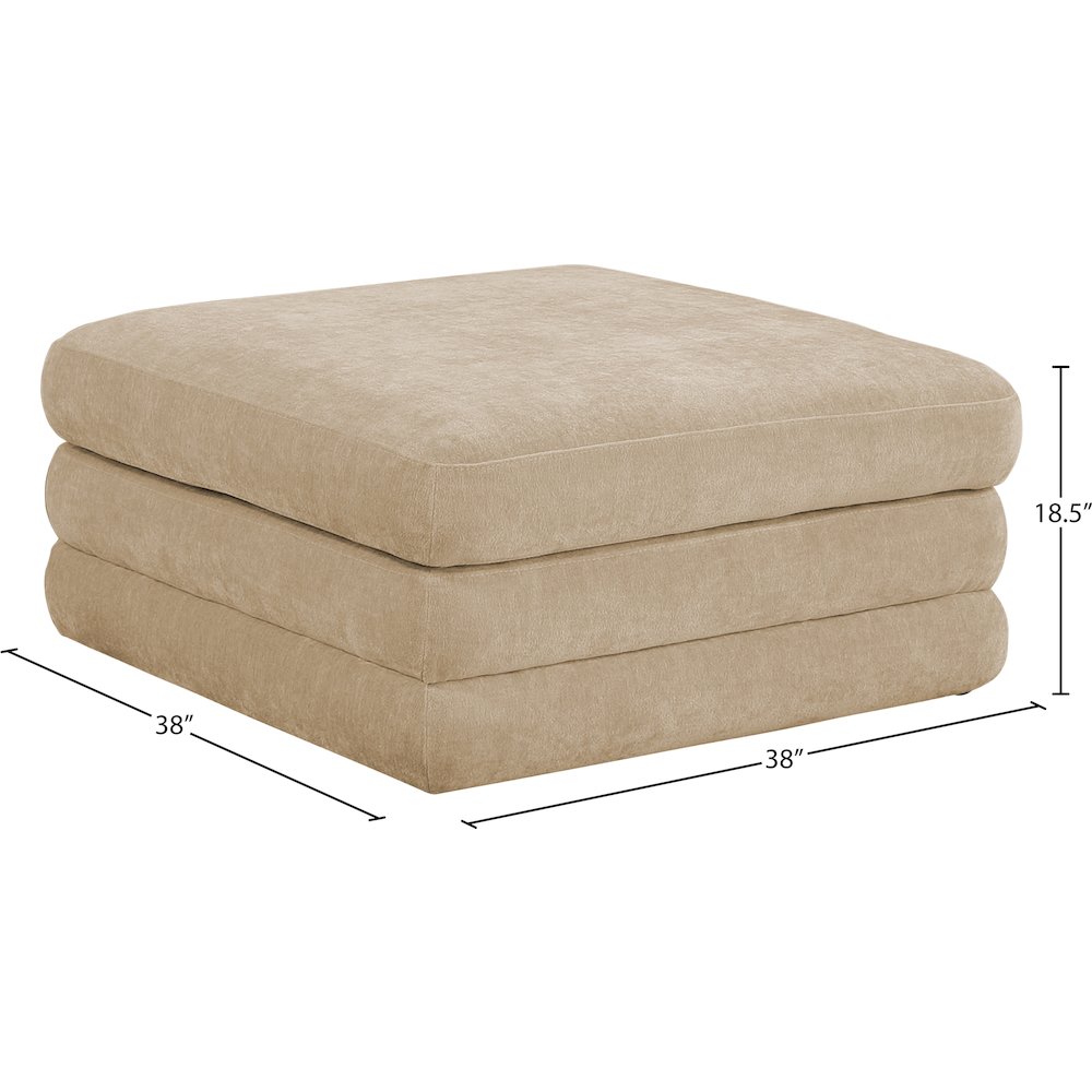 Stellar Beige Chenille Fabric Upholstered Modular Modular Ottoman. Picture 3