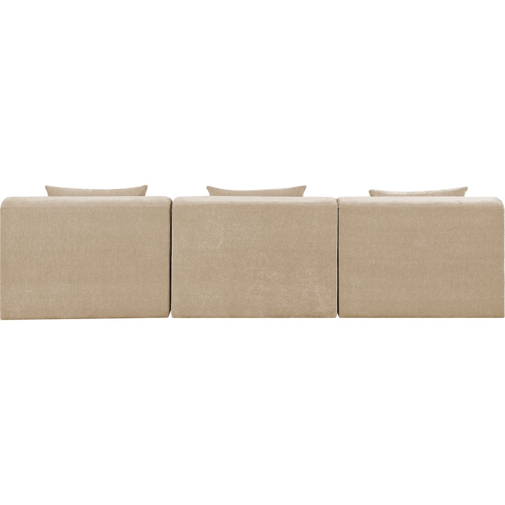 Stellar 114" Beige Chenille Fabric Upholstered 3pc. Modular Sofa. Picture 2