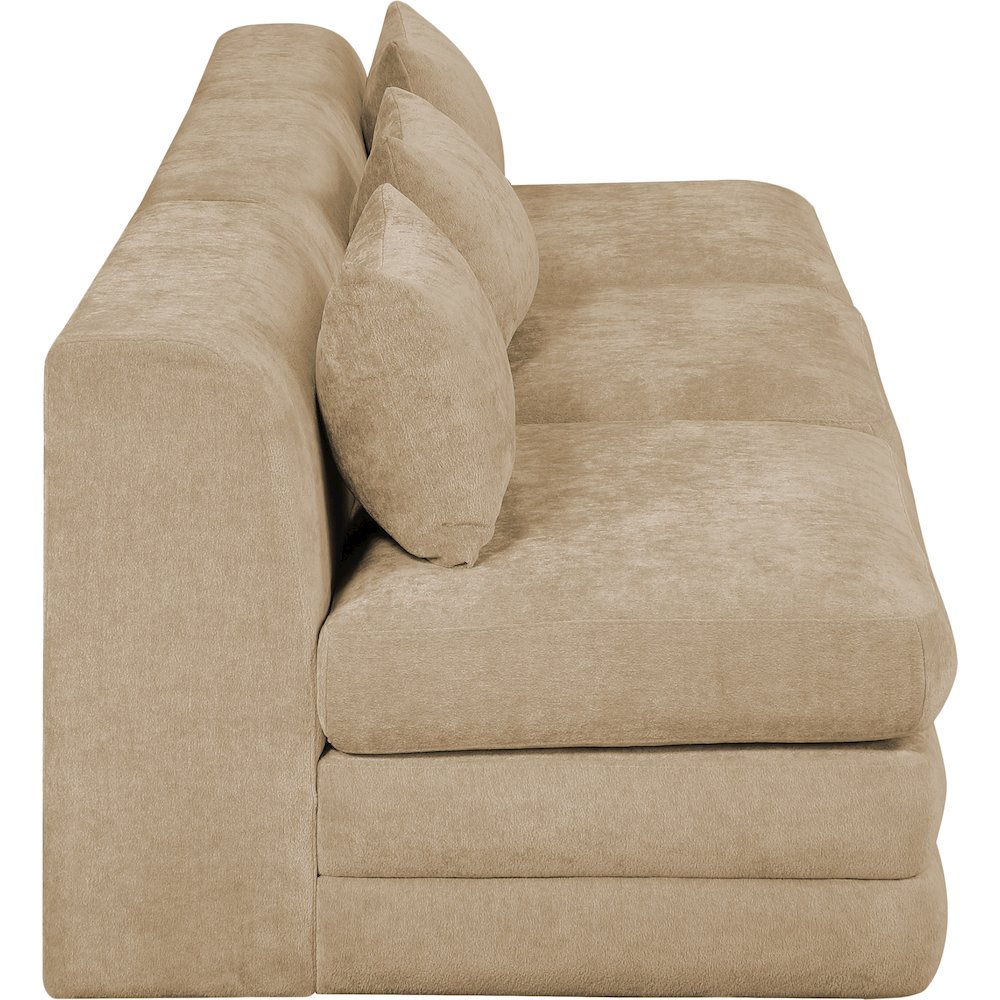 Stellar 114" Beige Chenille Fabric Upholstered 3pc. Modular Sofa. Picture 8