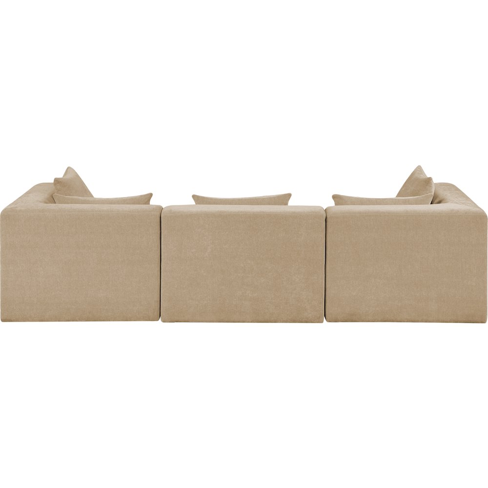 Stellar 114" Beige Chenille Fabric Upholstered 3pc. Modular Sofa. Picture 2