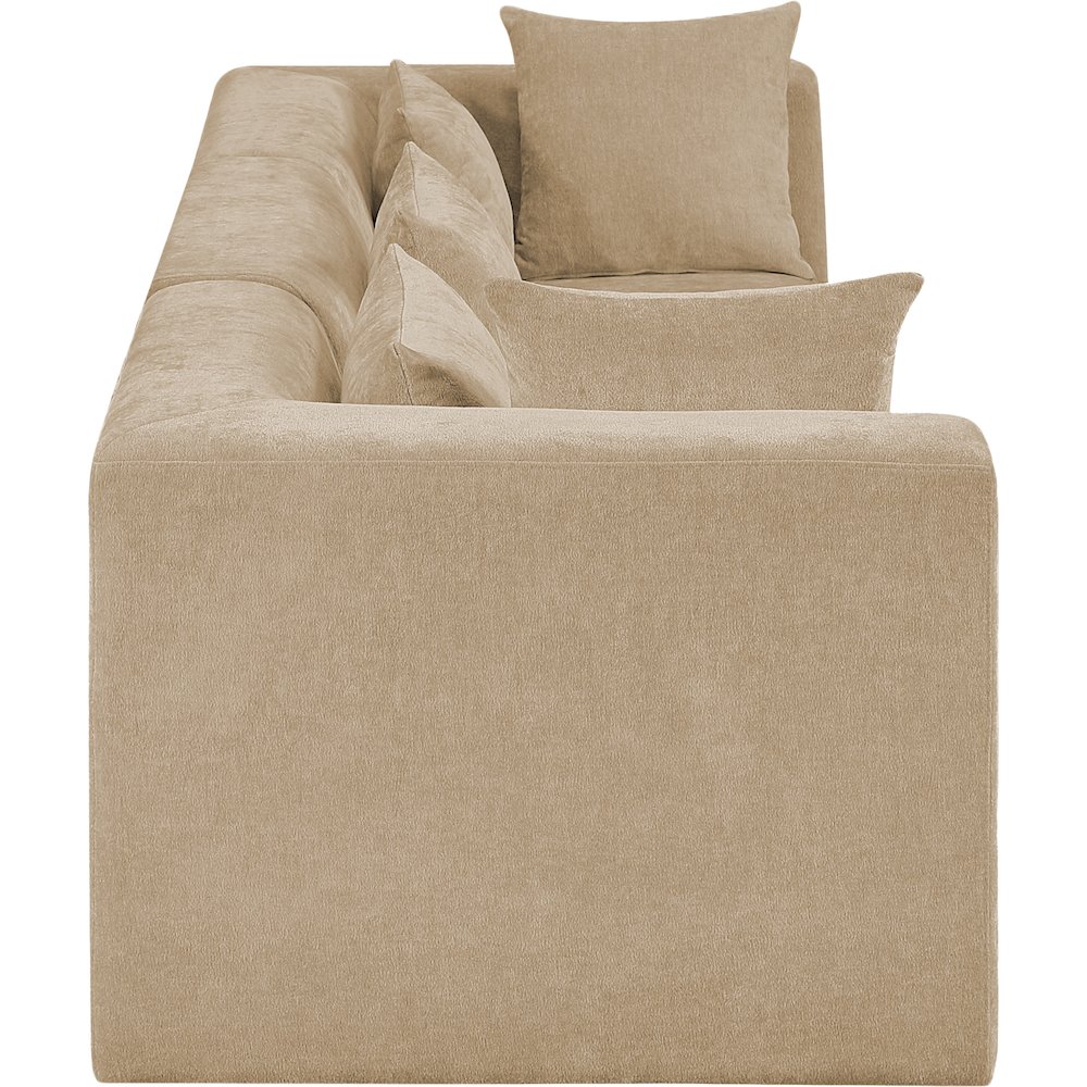 Stellar 114" Beige Chenille Fabric Upholstered 3pc. Modular Sofa. Picture 8