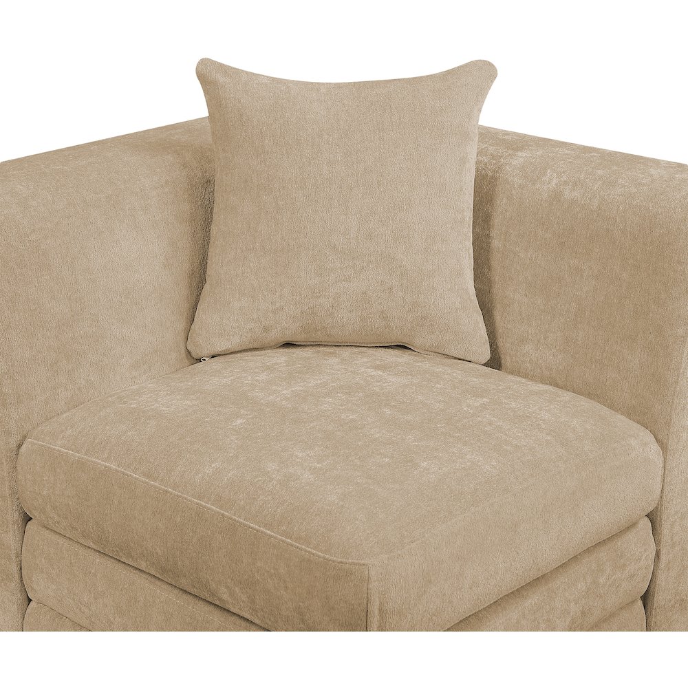 Stellar 152" Beige Chenille Fabric Upholstered 4pc. Modular Sofa. Picture 3