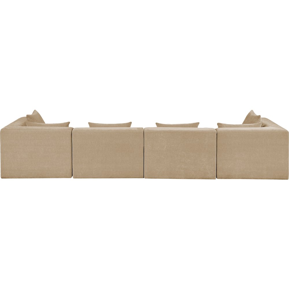 Stellar 152" Beige Chenille Fabric Upholstered 4pc. Modular Sofa. Picture 2