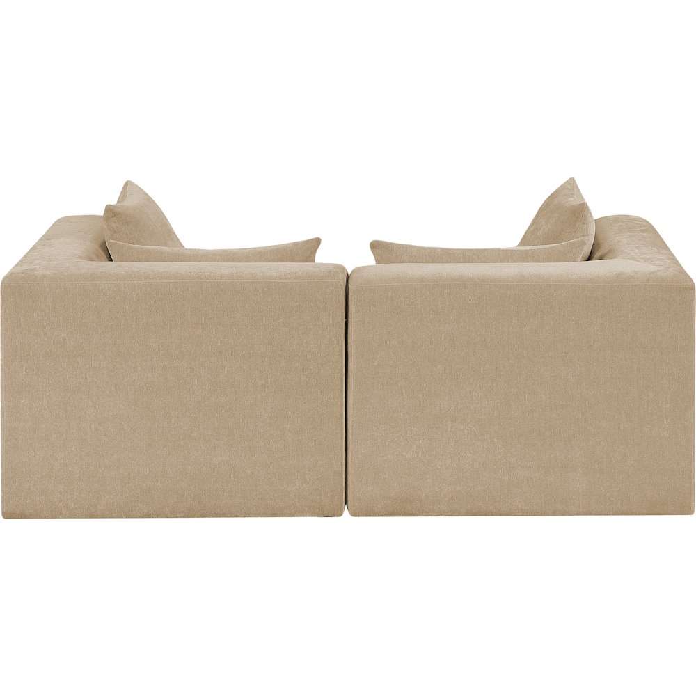 Stellar 76" Beige Chenille Fabric Upholstered 2pc. Modular Loveseat. Picture 2