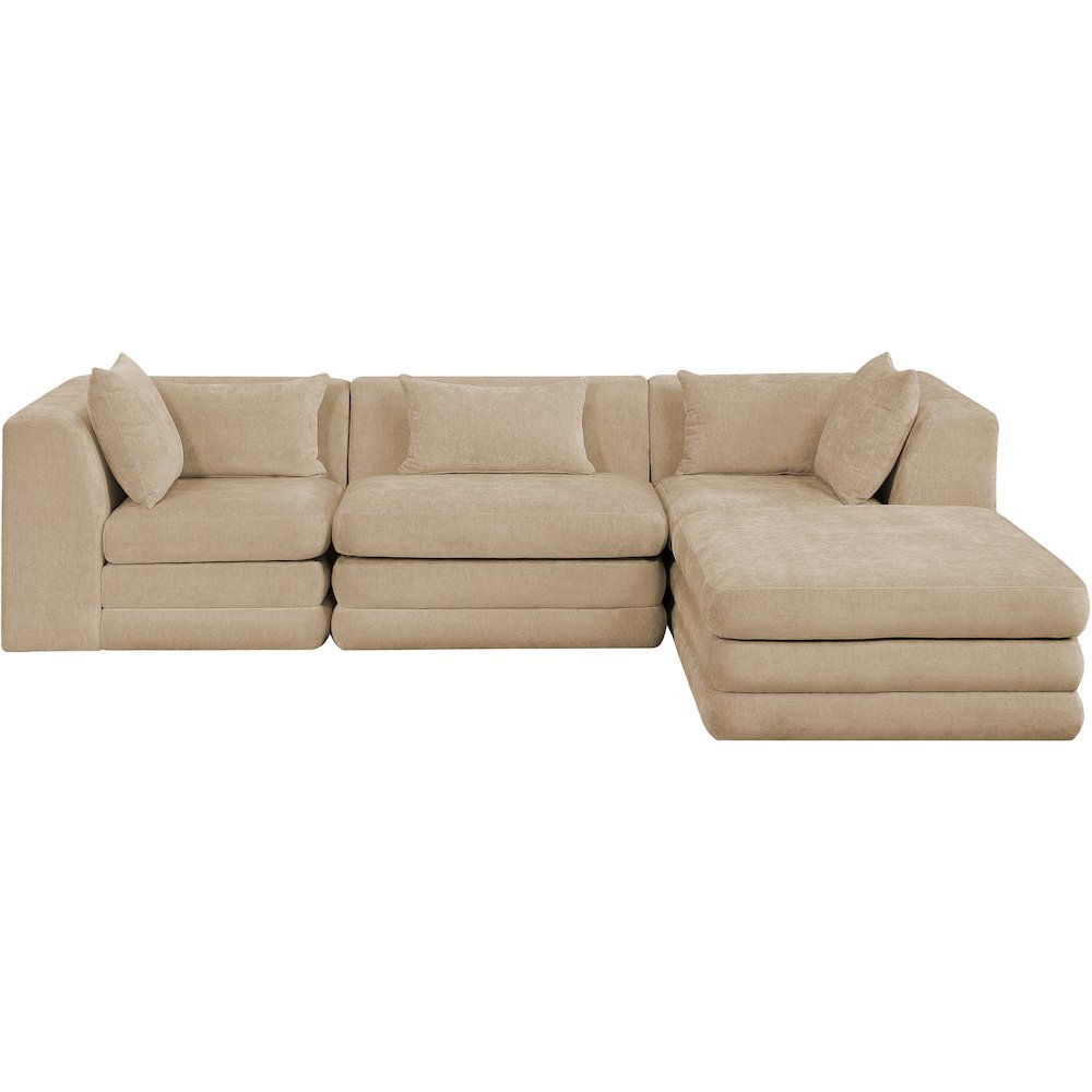 Stellar 114" Beige Chenille Fabric Upholstered 4Pc. Modular Sectional. Picture 2
