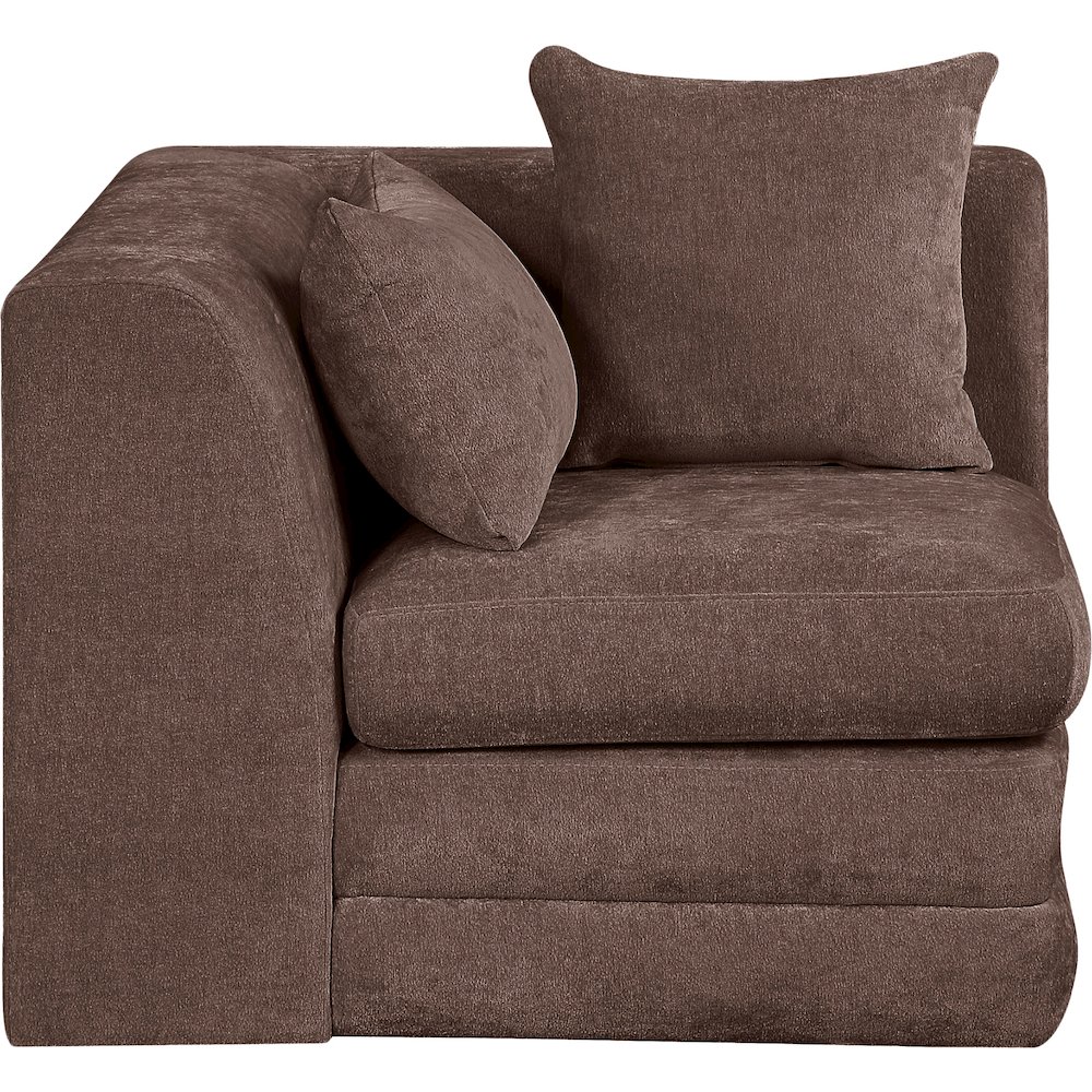 Stellar Brown Chenille Fabric Upholstered Modular Corner Chair. Picture 2