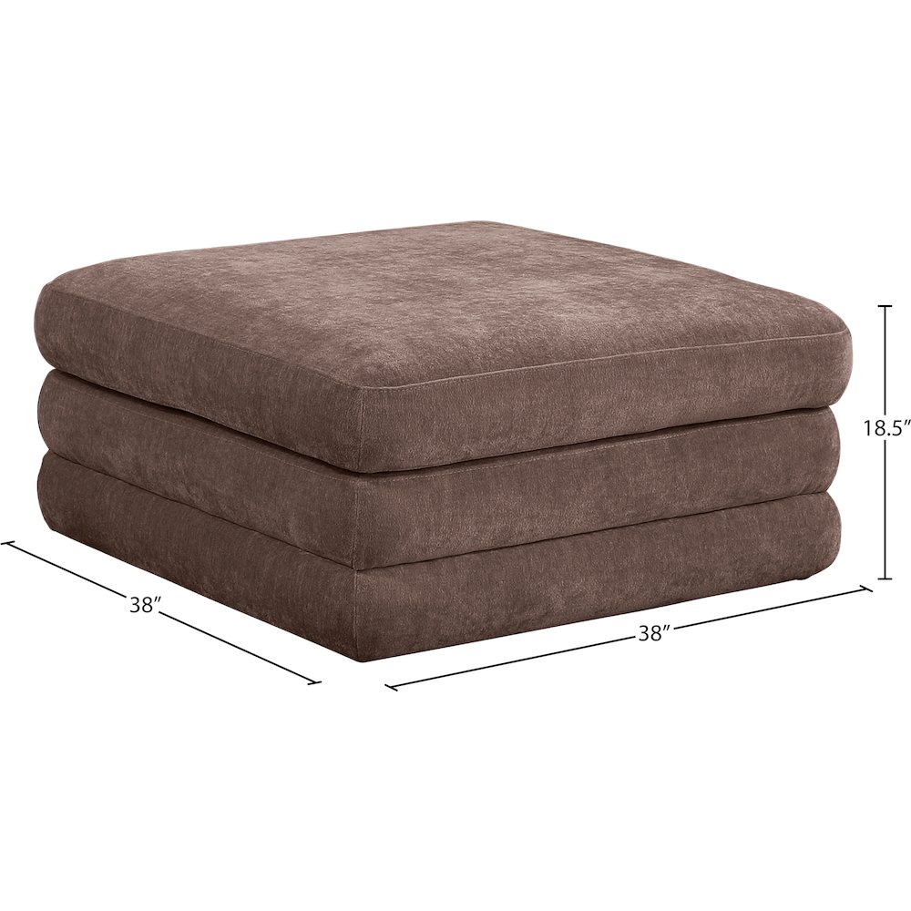 Stellar Brown Chenille Fabric Upholstered Modular Modular Ottoman. Picture 3