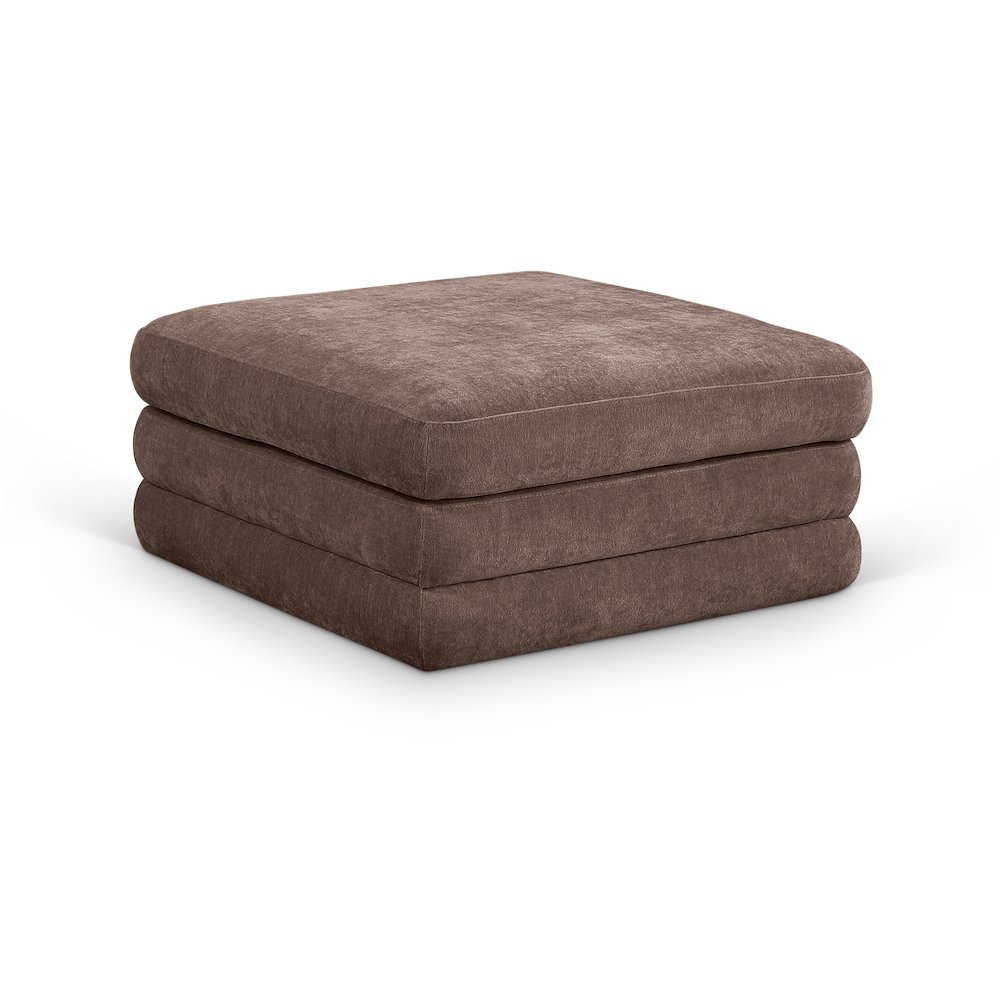Stellar Brown Chenille Fabric Upholstered Modular Modular Ottoman. Picture 1