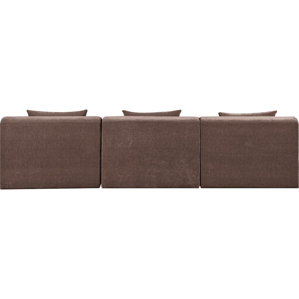 Stellar 114" Brown Chenille Fabric Upholstered 3pc. Modular Sofa. Picture 2