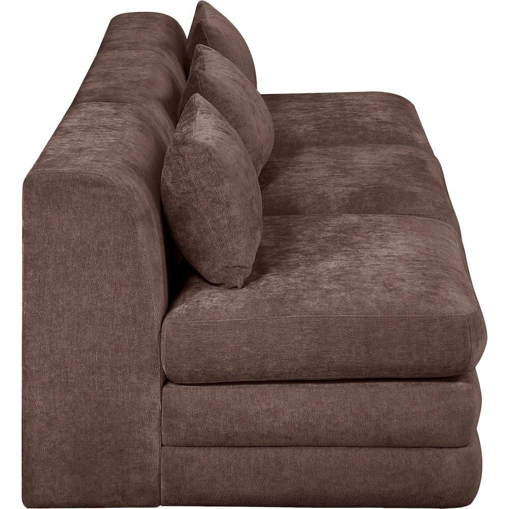 Stellar 114" Brown Chenille Fabric Upholstered 3pc. Modular Sofa. Picture 8