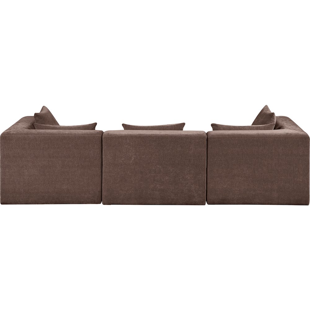 Stellar 114" Brown Chenille Fabric Upholstered 3pc. Modular Sofa. Picture 2