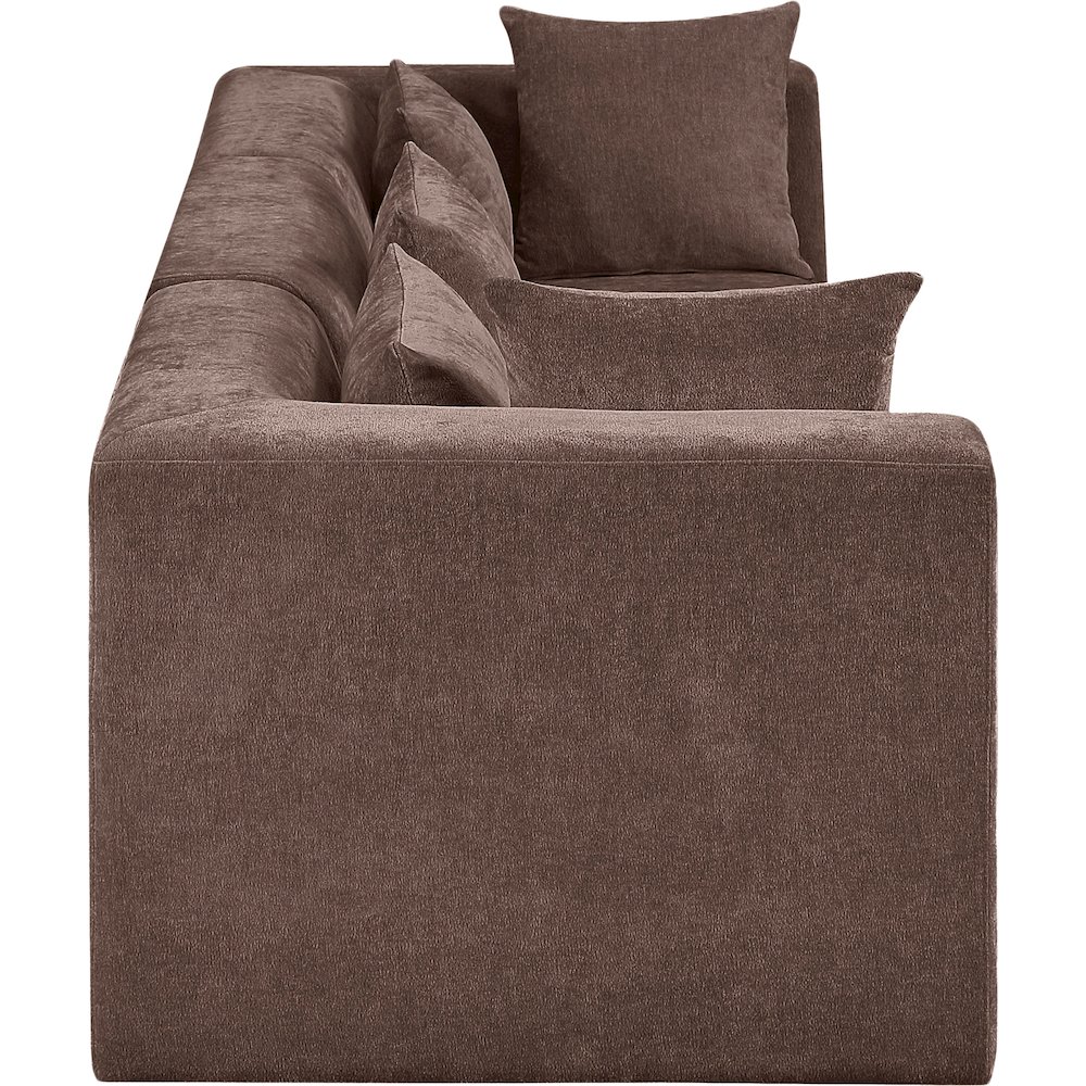 Stellar 114" Brown Chenille Fabric Upholstered 3pc. Modular Sofa. Picture 8