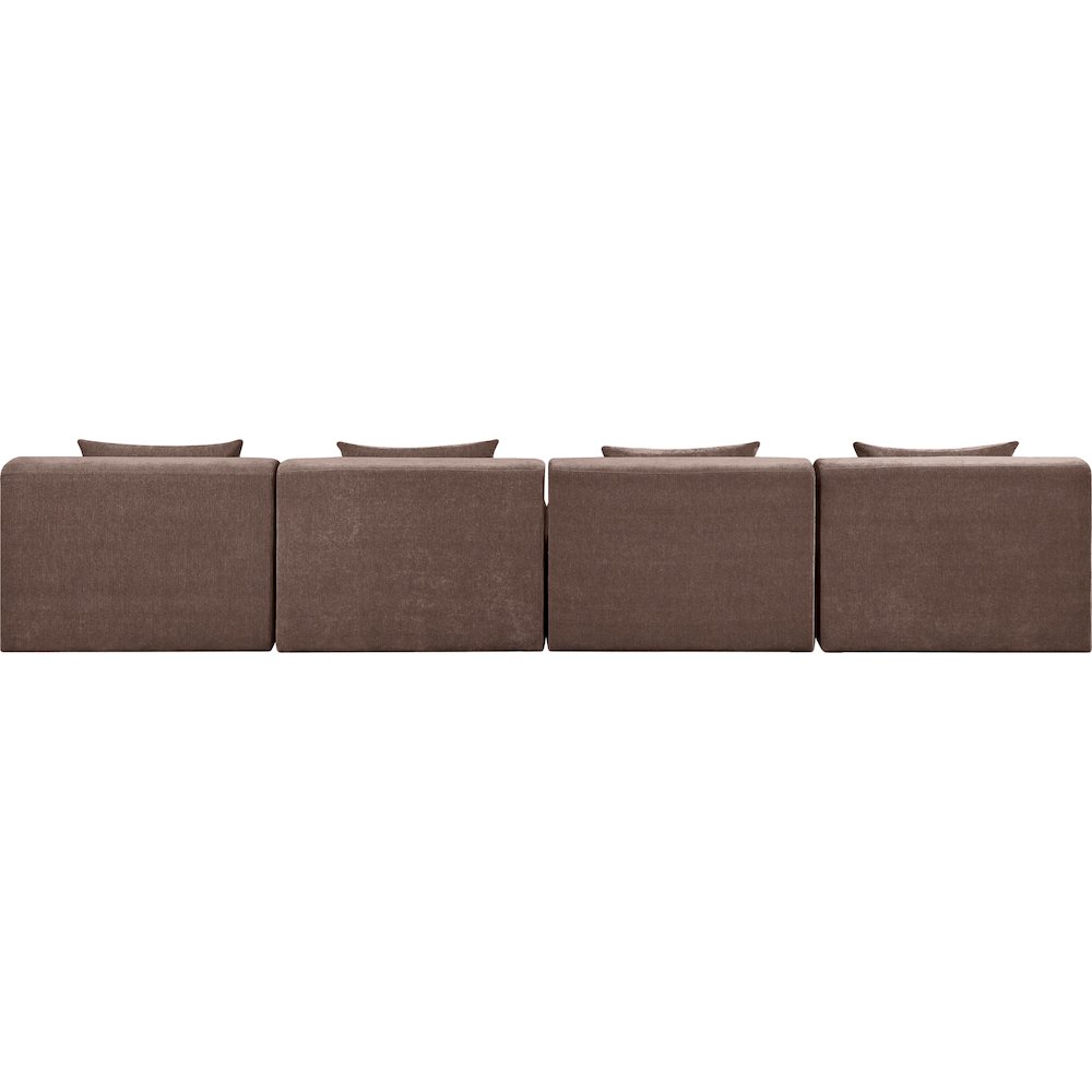 Stellar 152" Brown Chenille Fabric Upholstered 4pc. Modular Sofa. Picture 2