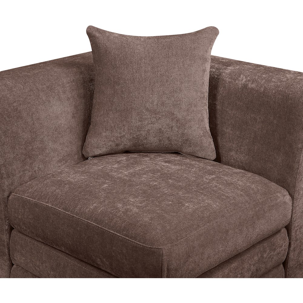 Stellar 152" Brown Chenille Fabric Upholstered 4pc. Modular Sofa. Picture 3
