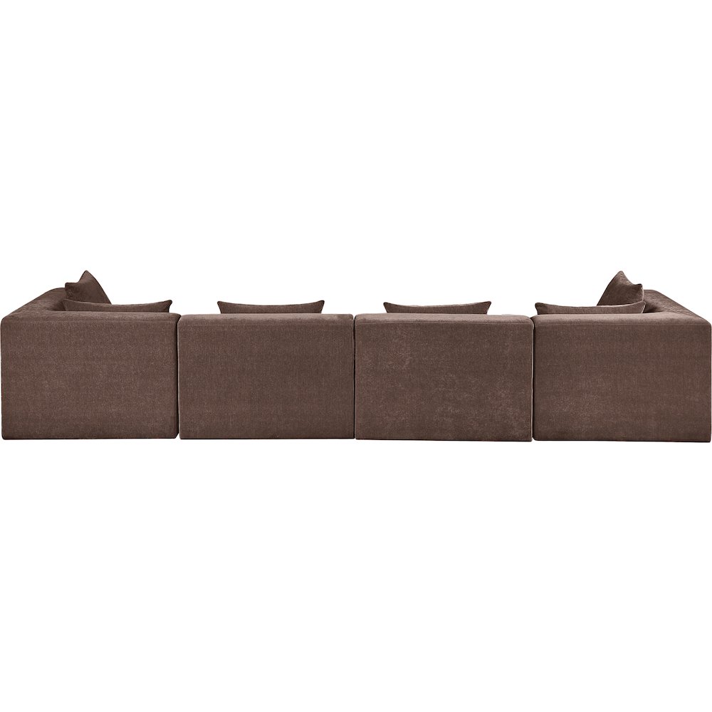 Stellar 152" Brown Chenille Fabric Upholstered 4pc. Modular Sofa. Picture 2