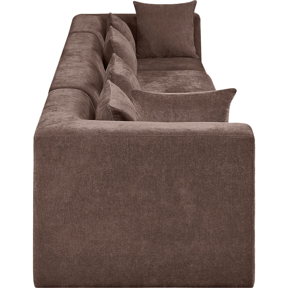 Stellar 152" Brown Chenille Fabric Upholstered 4pc. Modular Sofa. Picture 8