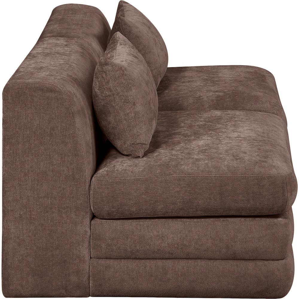 Stellar 76" Brown Chenille Fabric Upholstered 2pc. Modular Loveseat. Picture 8