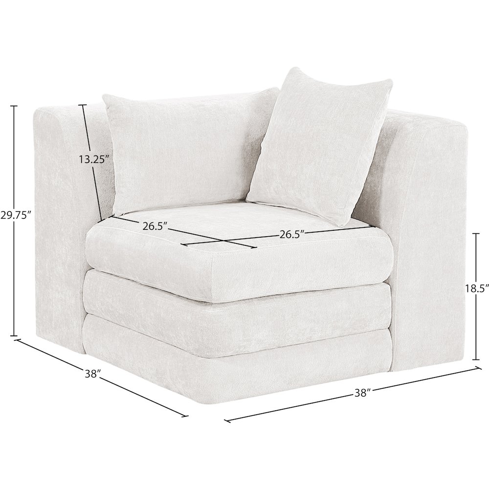 Stellar Cream Chenille Fabric Upholstered Modular Corner Chair. Picture 5