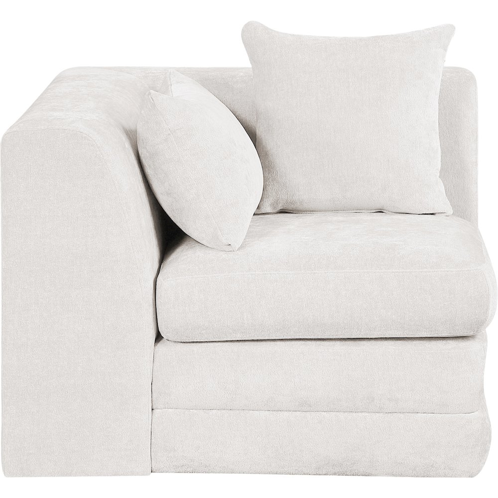 Stellar Cream Chenille Fabric Upholstered Modular Corner Chair. Picture 2