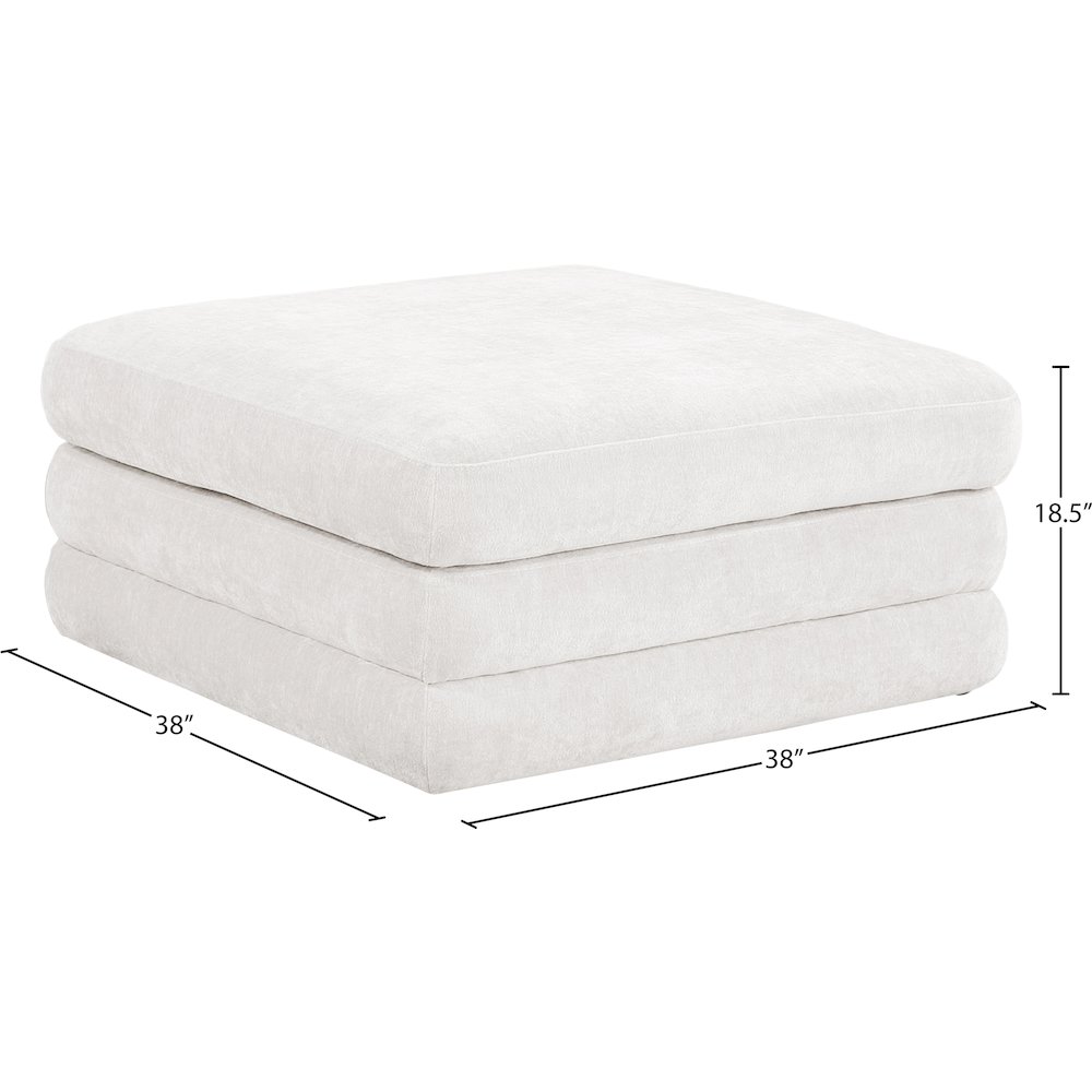 Stellar Cream Chenille Fabric Upholstered Modular Ottoman. Picture 3