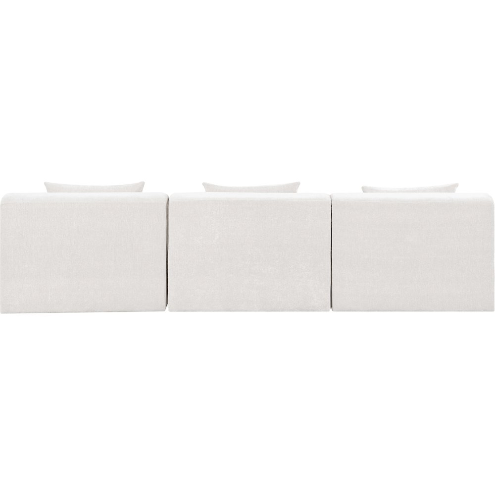 Stellar 114" Cream Chenille Fabric Upholstered 3pc. Modular Sofa. Picture 2