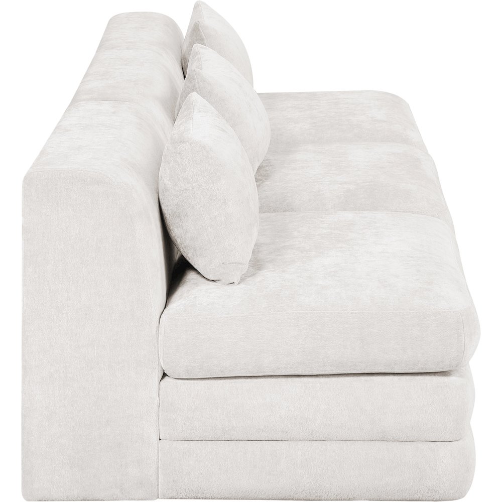Stellar 114" Cream Chenille Fabric Upholstered 3pc. Modular Sofa. Picture 8