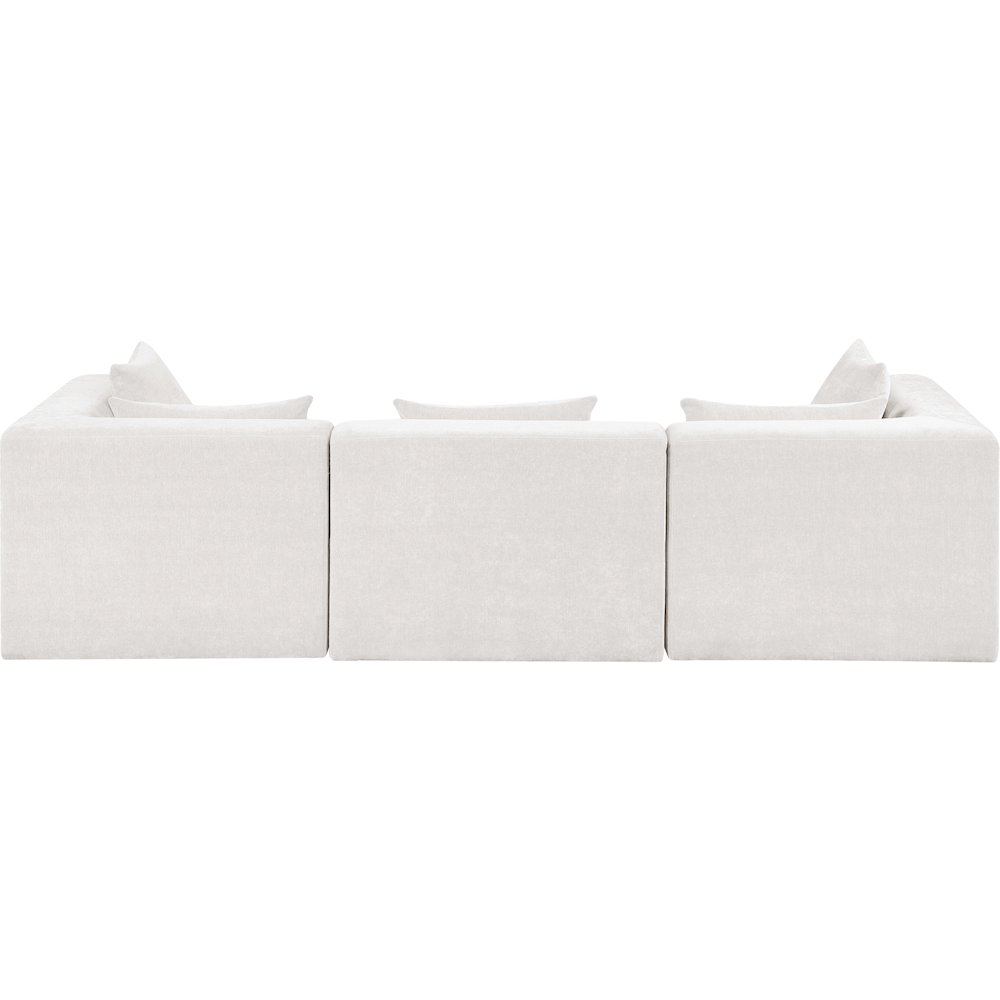 Stellar 114" Cream Chenille Fabric Upholstered 3pc. Modular Sofa. Picture 2