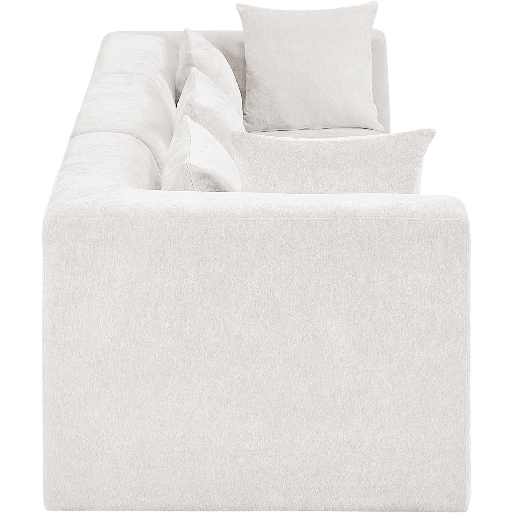 Stellar 114" Cream Chenille Fabric Upholstered 3pc. Modular Sofa. Picture 8