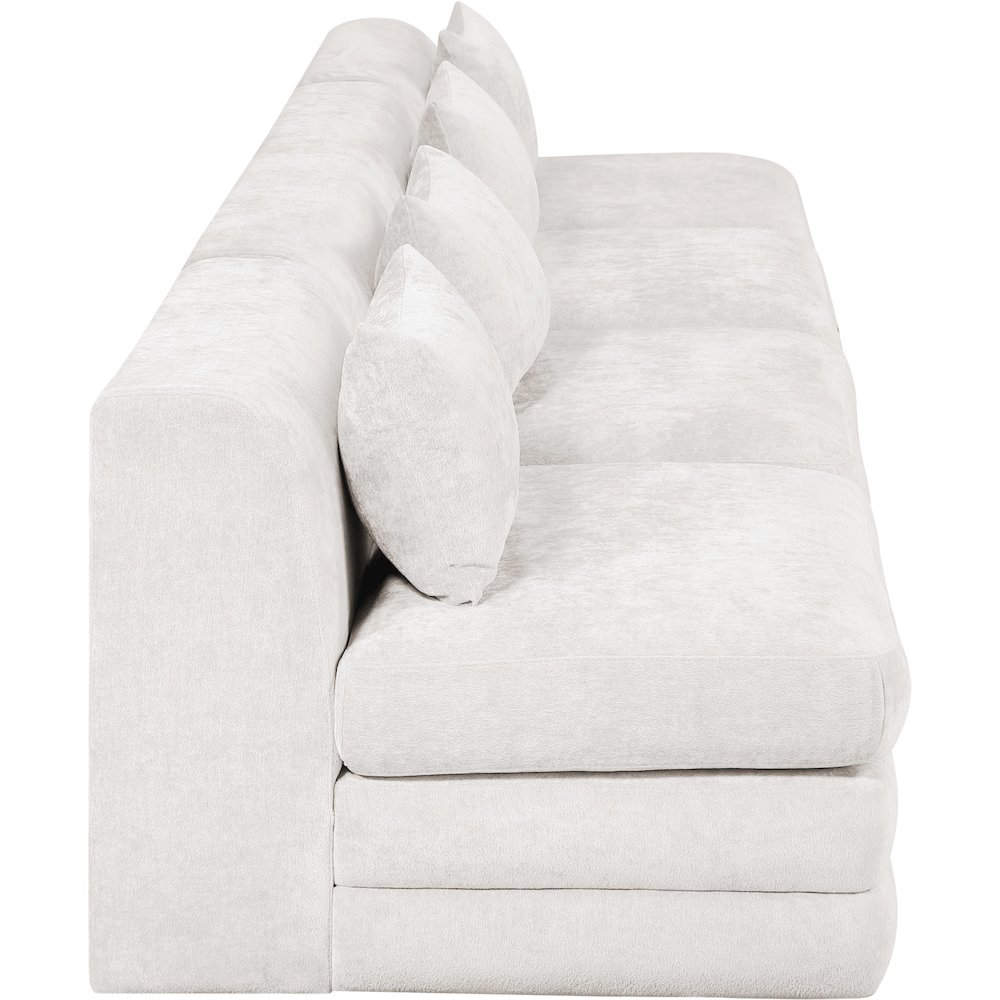 Stellar 152" Cream Chenille Fabric Upholstered 4pc. Modular Sofa. Picture 8