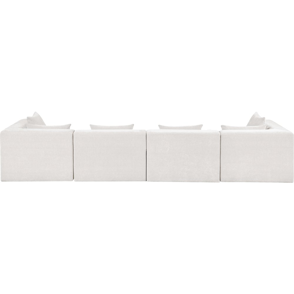Stellar 152" Cream Chenille Fabric Upholstered 4pc. Modular Sofa. Picture 2