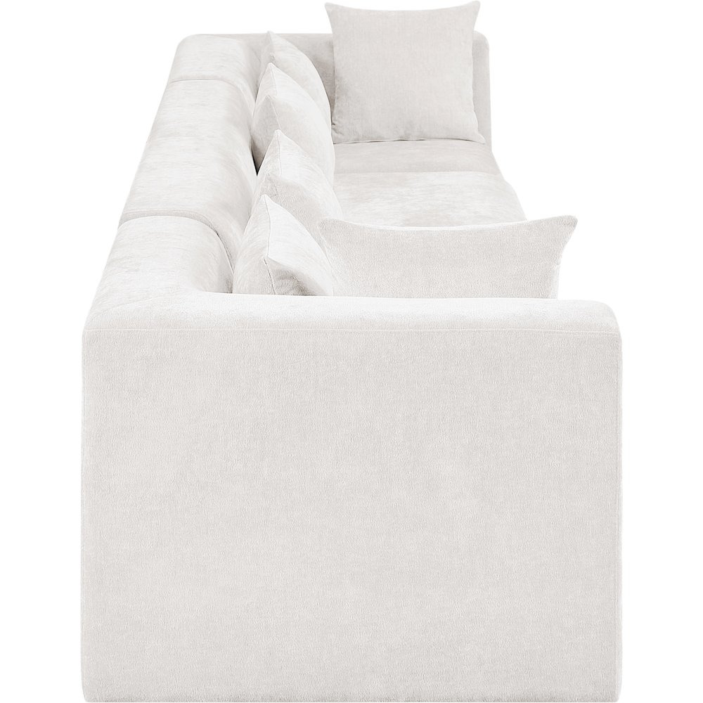 Stellar 152" Cream Chenille Fabric Upholstered 4pc. Modular Sofa. Picture 8
