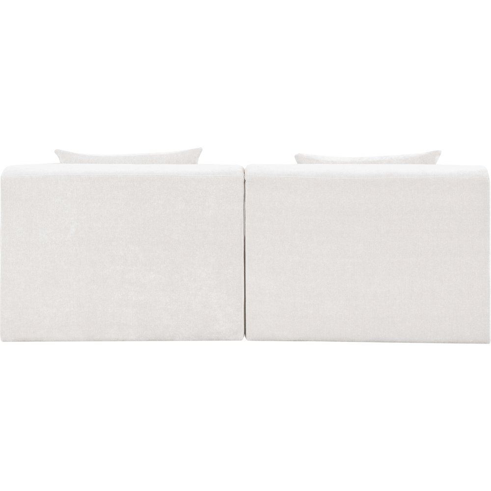 Stellar 76" Cream Chenille Fabric Upholstered 2pc. Modular Loveseat. Picture 2